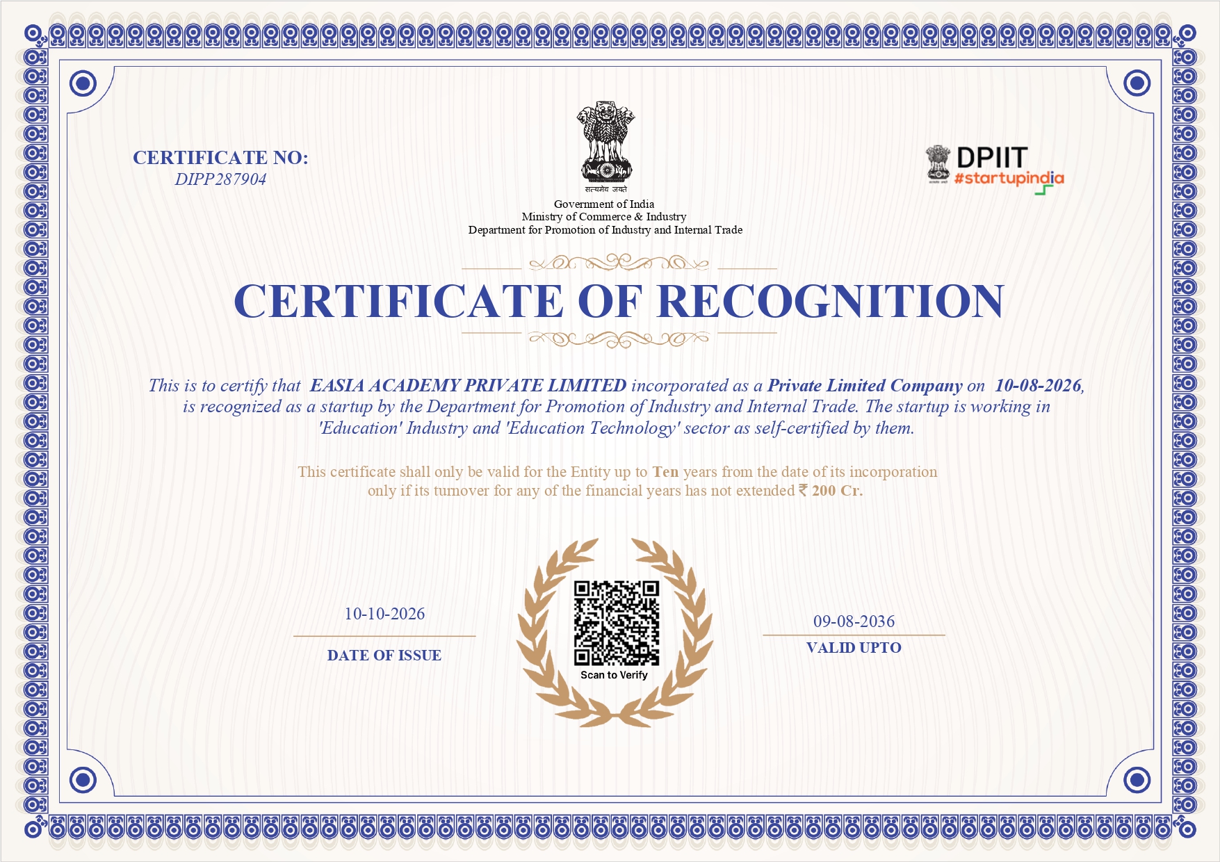 eAsia Academy Award and Recognition